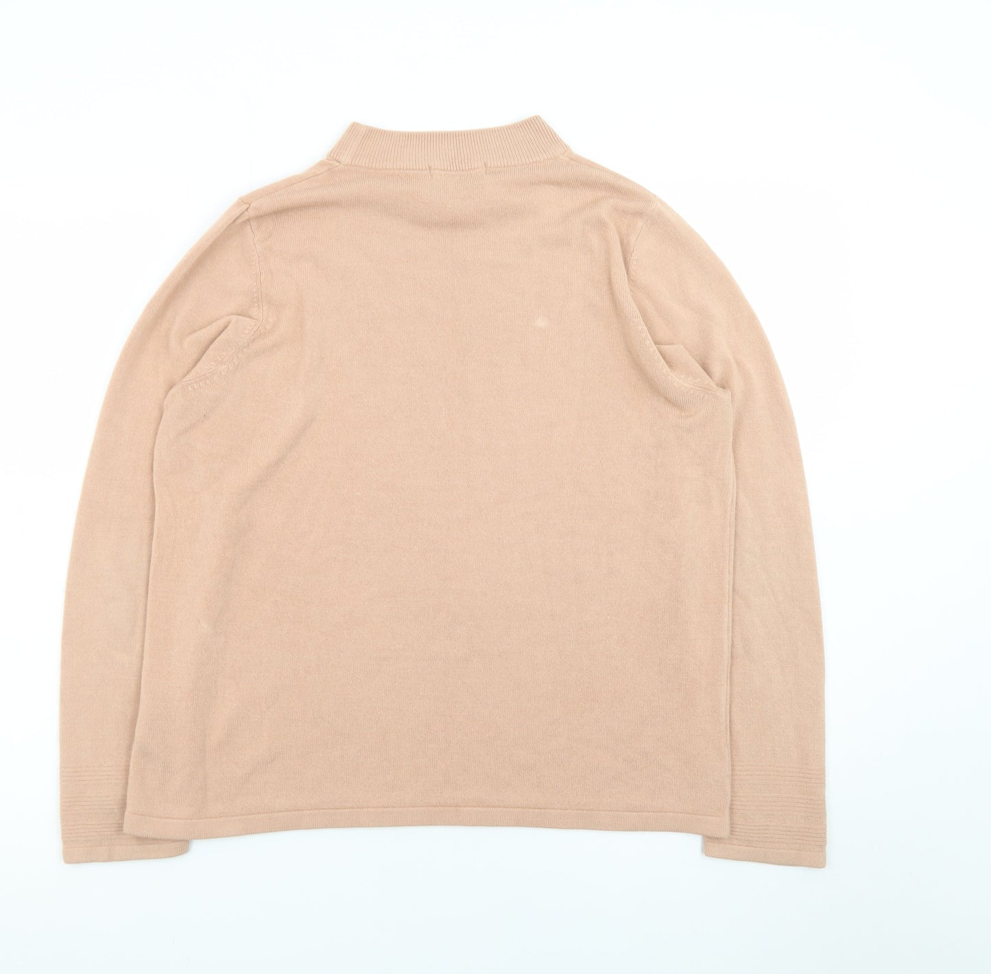 Marks and Spencer Women Beige Mock Neck Acrylic Jumper Size 16