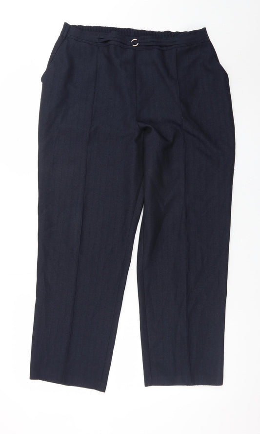 Marks and Spencer Women's Blue Size 14 Short Straight Trousers