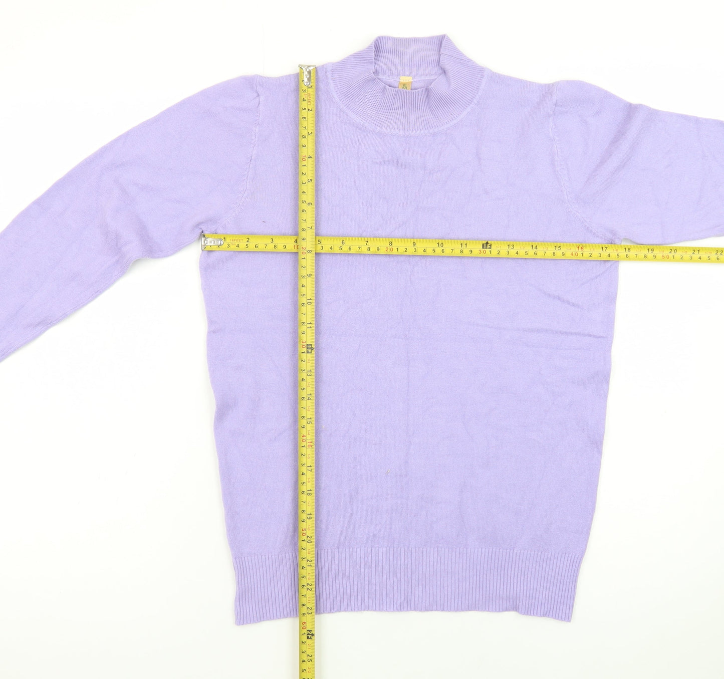Emily Stacy Women Purple Mock Neck Pullover Jumper XL