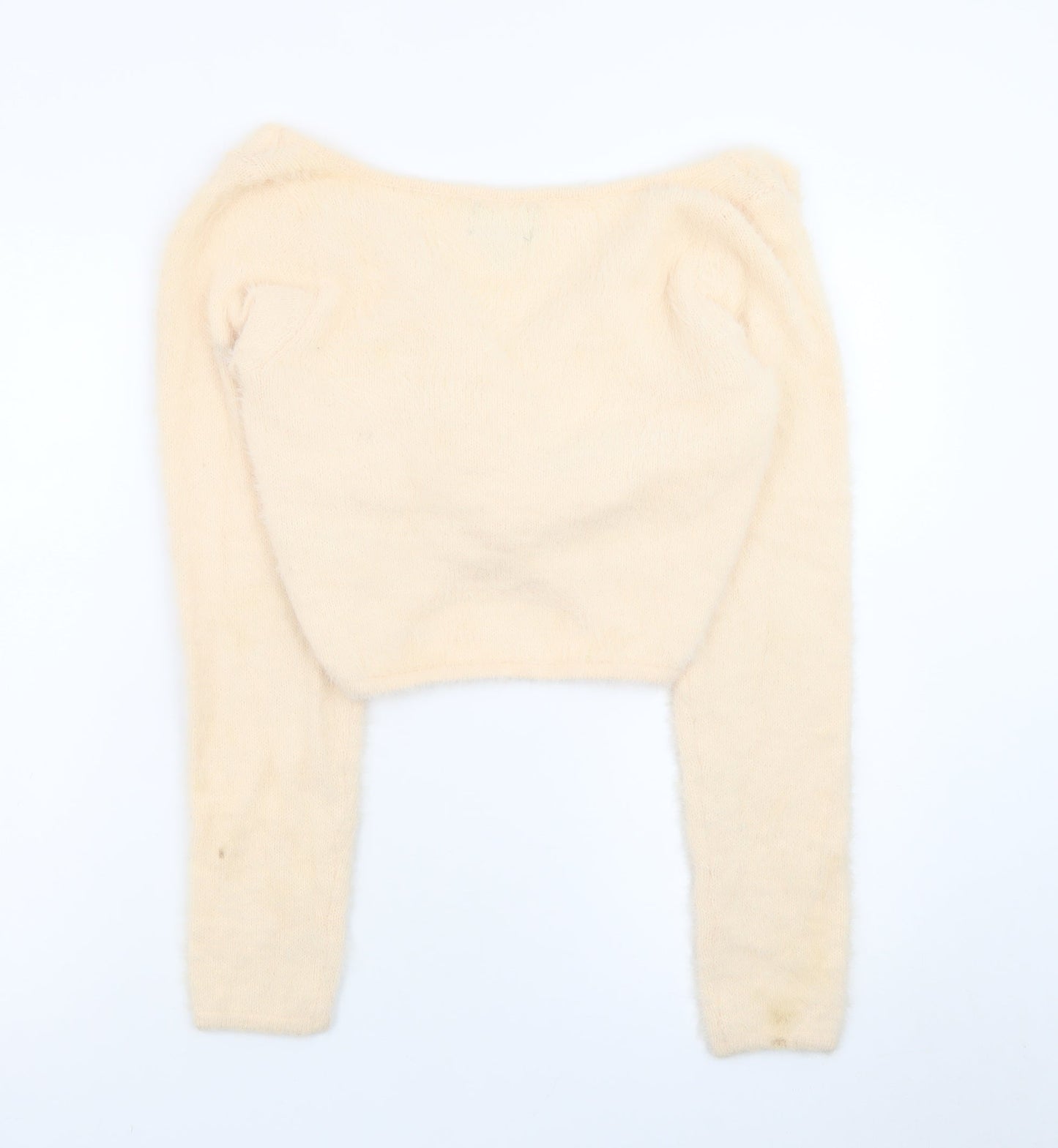 Threadbare Women Beige V-Neck Long Sleeve Twist Front Jumper Size 12