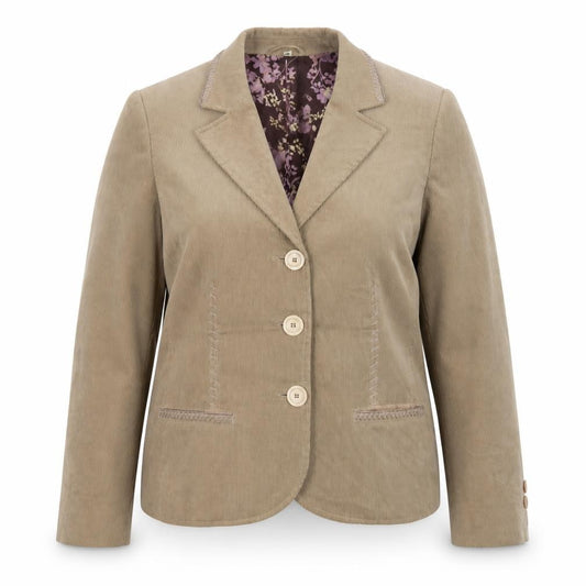 Klass Womens Beige Corduroy Blazer Jacket Size 16 Lined Smart Casual