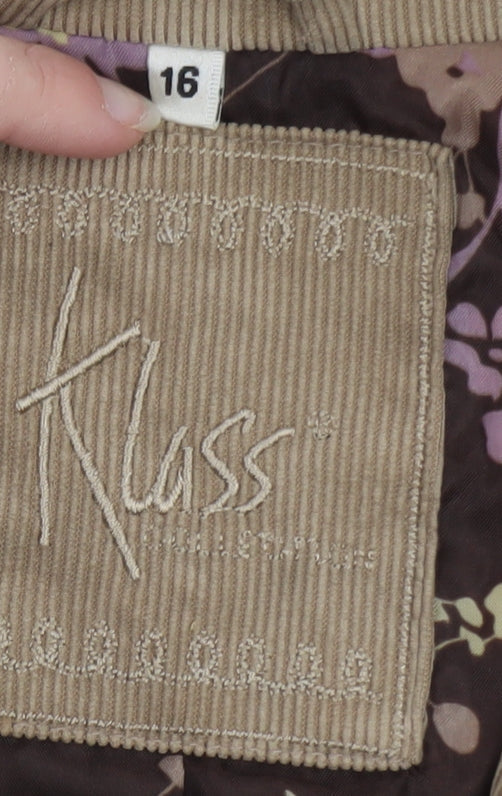 Klass Womens Beige Corduroy Blazer Jacket Size 16 Lined Smart Casual