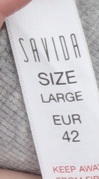 Savida Womens Grey Pearl Ruffle Long Sleeve Pullover Sweatshirt Size L