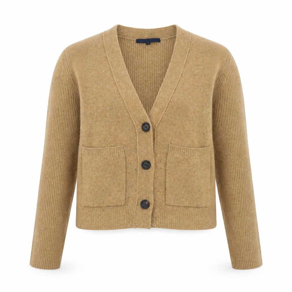 French Connection Women's Beige Wool Blend V-Neck Cardigan Size S