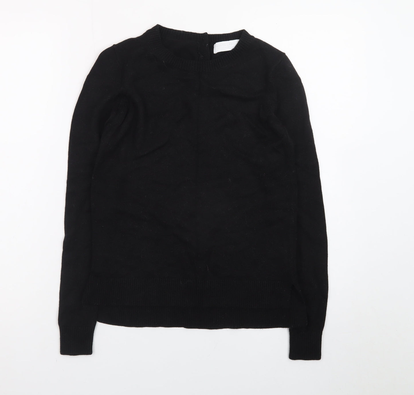 The White Company Women's Black Wool Blend Crew Neck Jumper Size 6