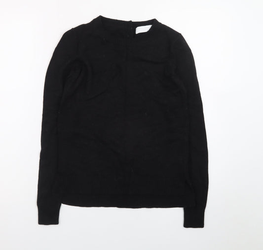 The White Company Women's Black Wool Blend Crew Neck Jumper Size 6