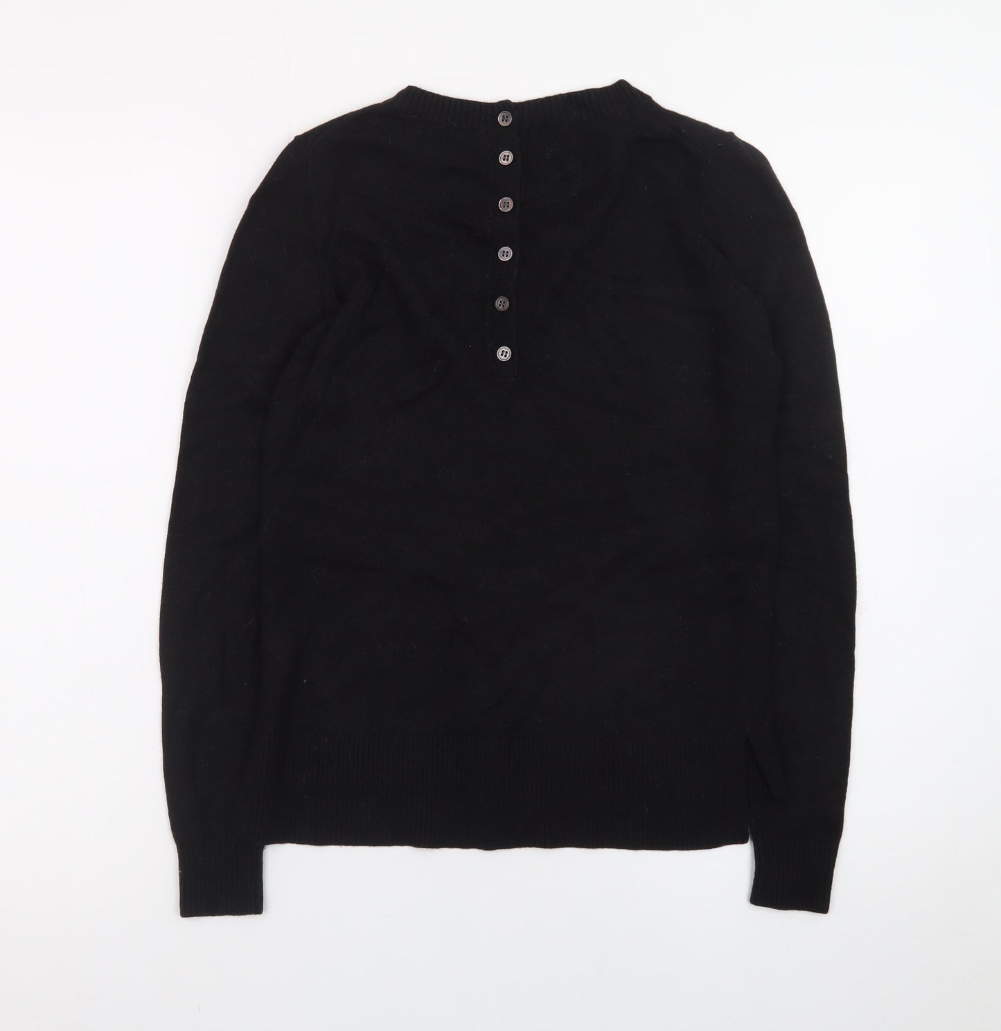 The White Company Women's Black Wool Blend Crew Neck Jumper Size 6