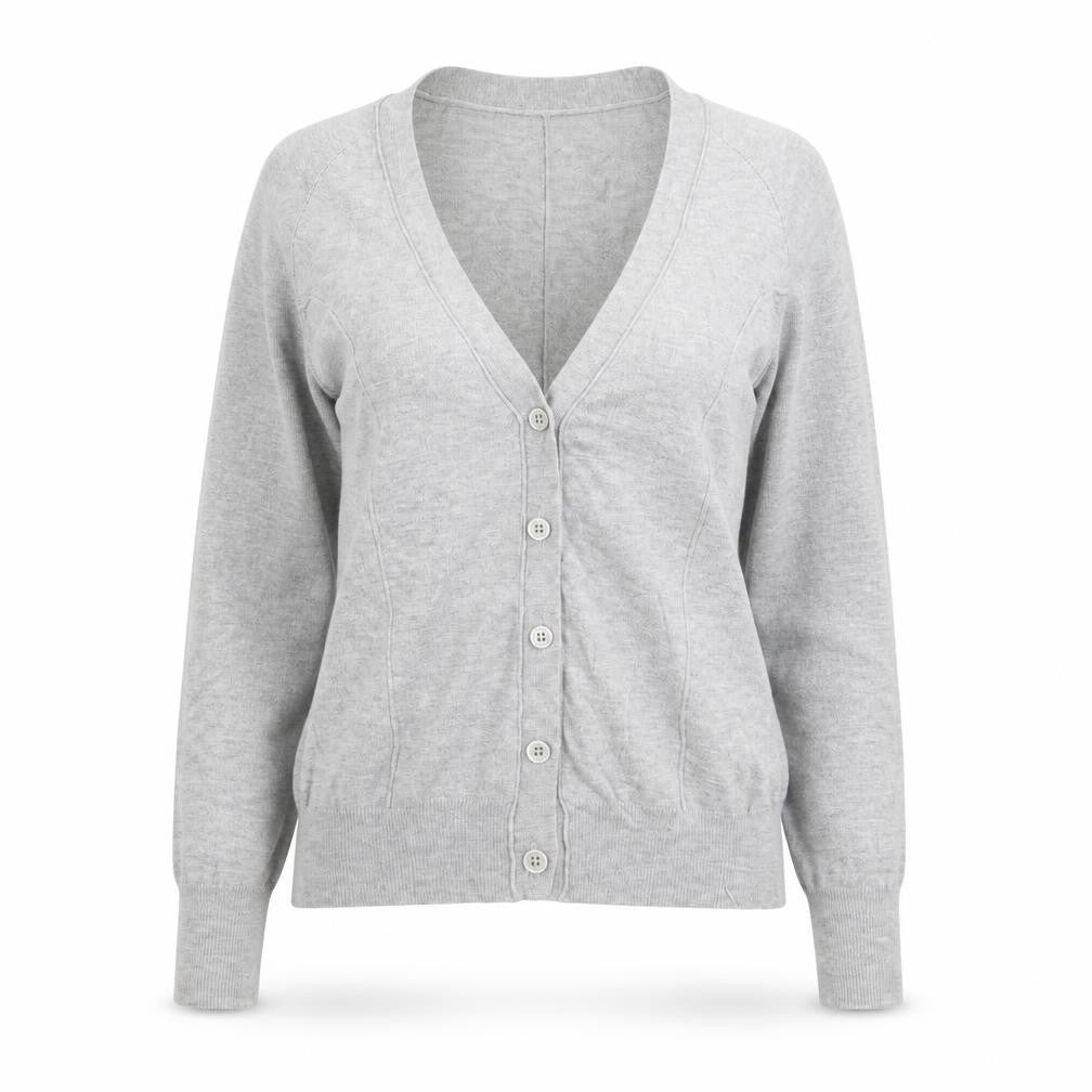 La Leggenda Womens Grey Cardigan V-Neck Knit Jumper M