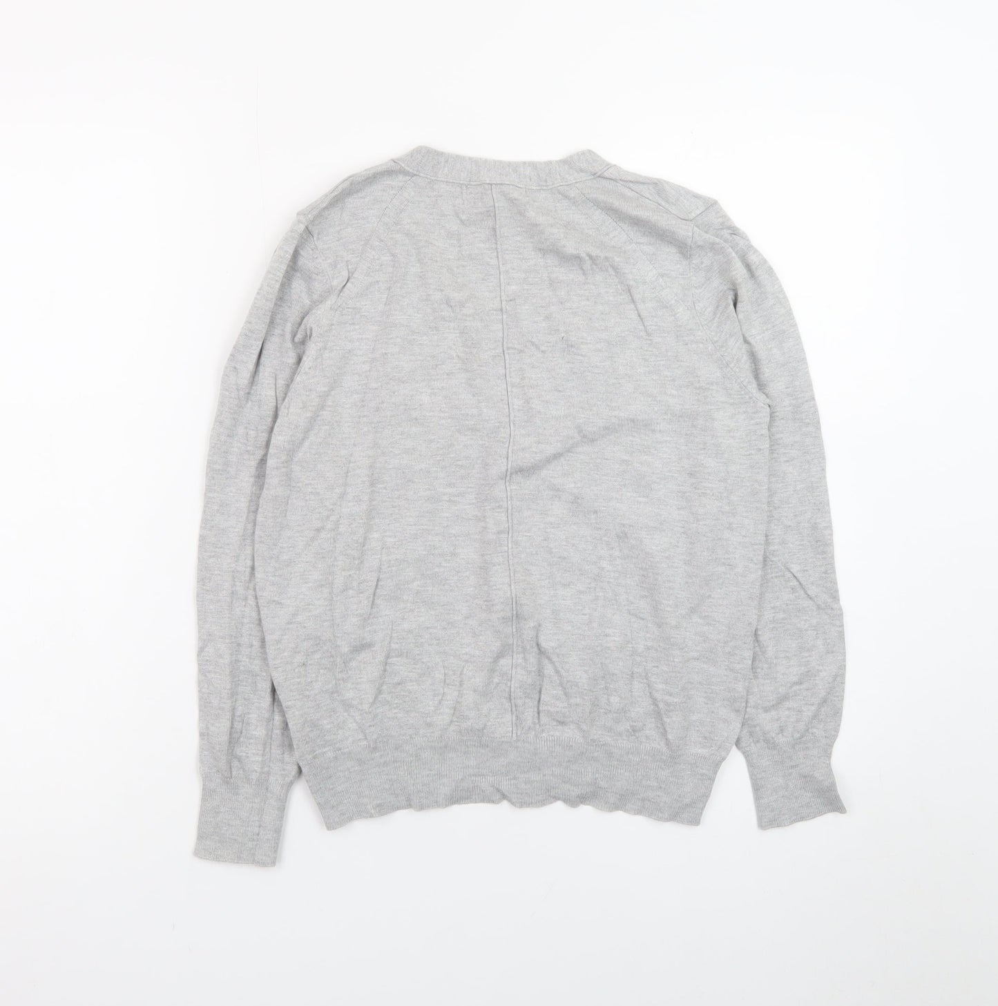 La Leggenda Womens Grey Cardigan V-Neck Knit Jumper M