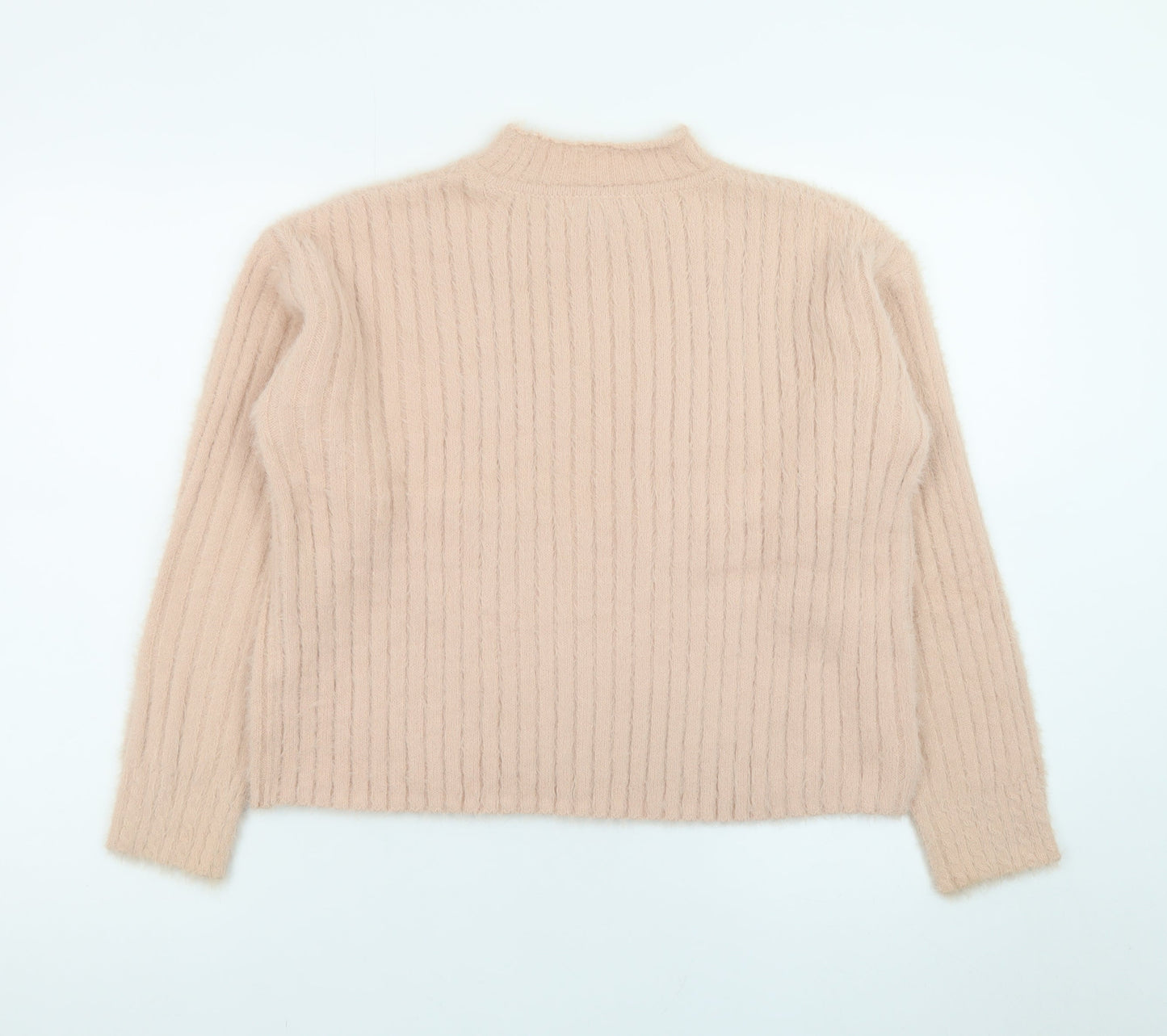Next Teens Beige Ribbed High Neck Pullover Jumper Size 12Y