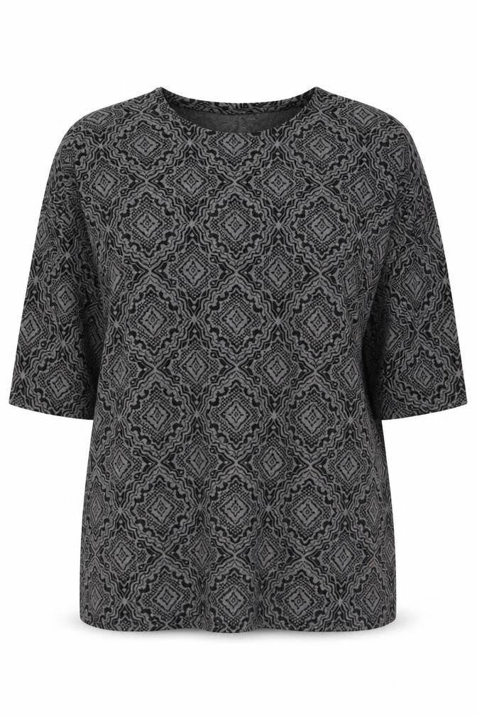 Masai Women Black 2XL Geometric Shift Dress Jersey Plus Size