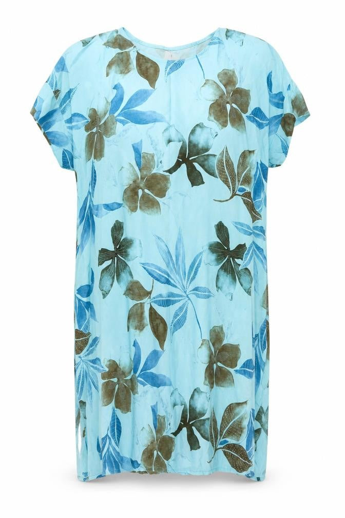 LA LUNA Women Blue Floral Shift Dress One Size Casual Summer
