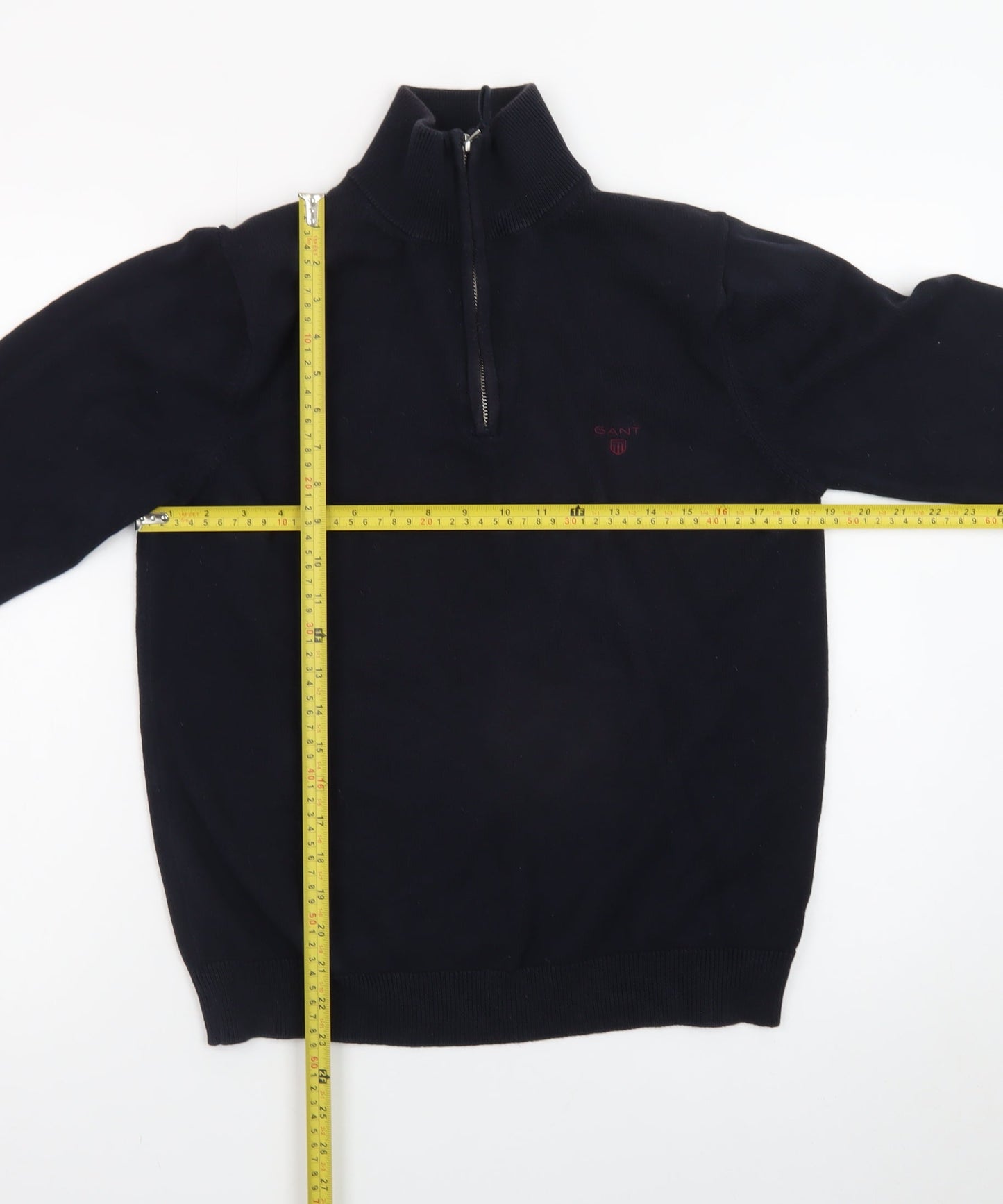 GANT Men's Black Cotton 1/2 Zip High Neck Jumper Size M