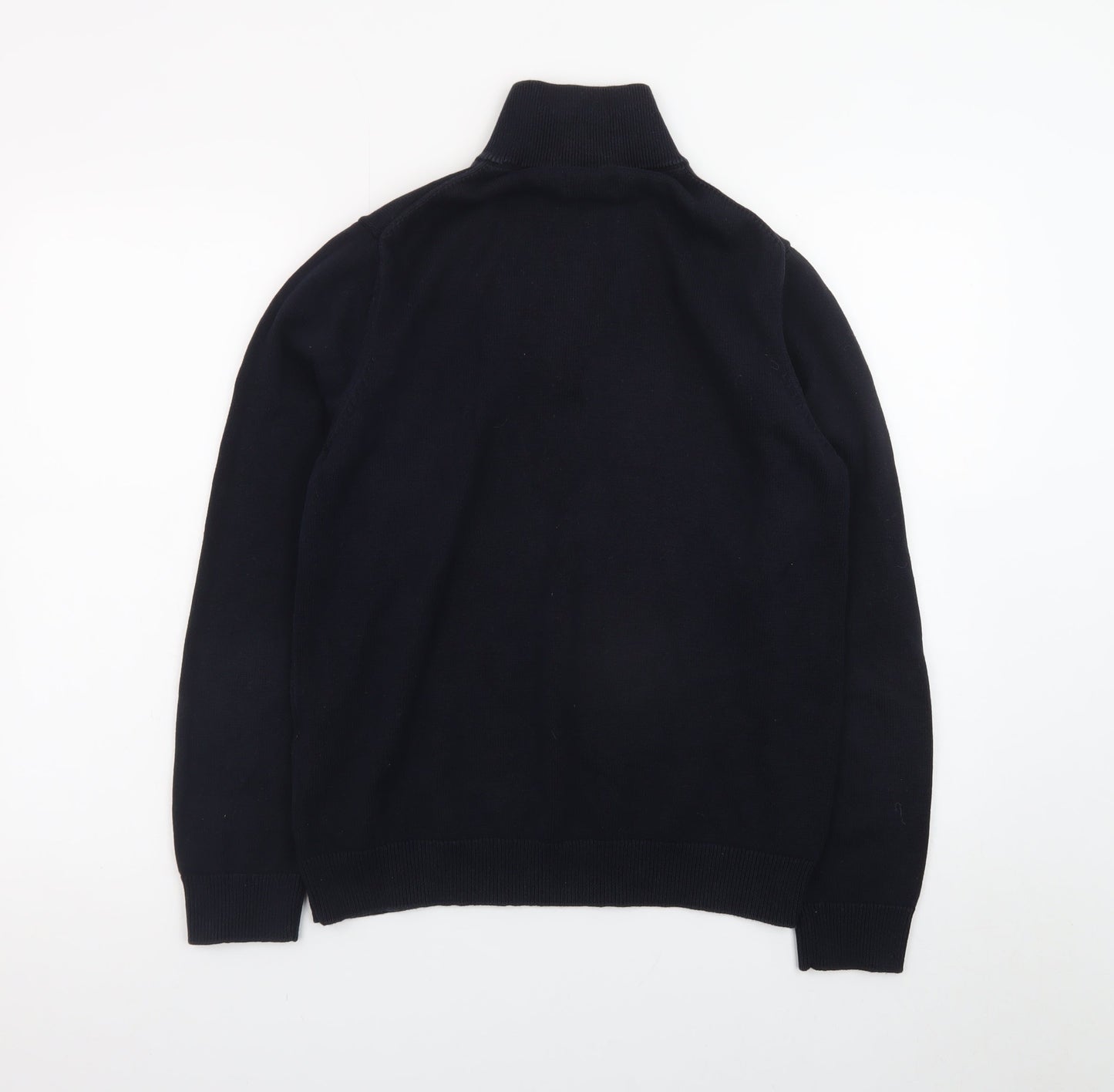 GANT Men's Black Cotton 1/2 Zip High Neck Jumper Size M