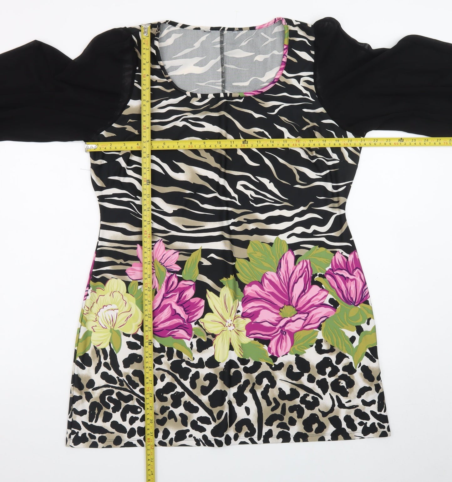 Debenhams Women’s Multicoloured Size 18 Shift Dress with Long Puff Sleeves