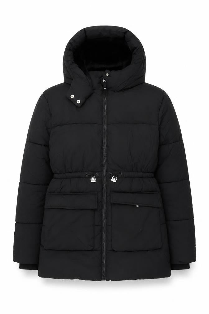 Primark Girls Black Hooded Puffer Jacket 12-13 Years Winter Coat