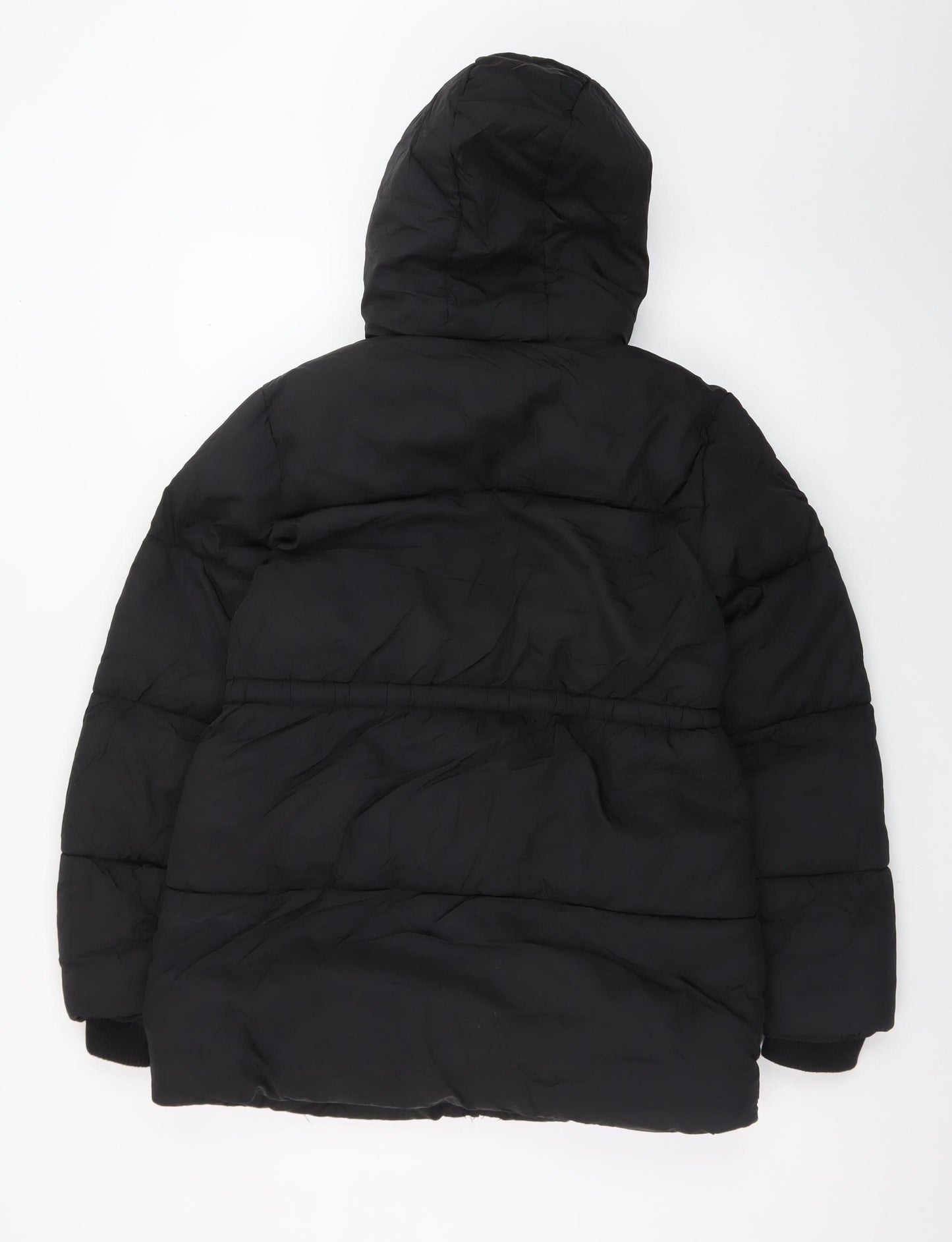 Primark Girls Black Hooded Puffer Jacket 12-13 Years Winter Coat