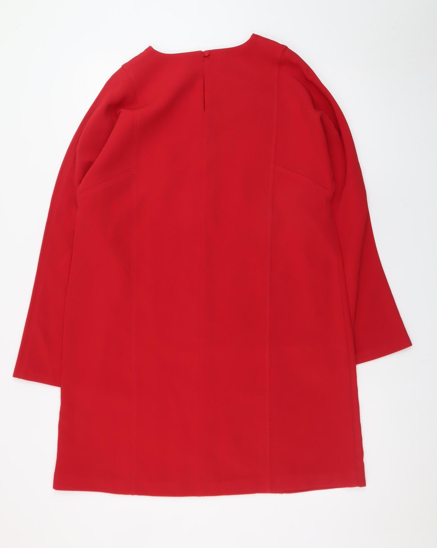 Dunnes Stores Women Red Shift Dress Size 14 3/4 Sleeve Workwear