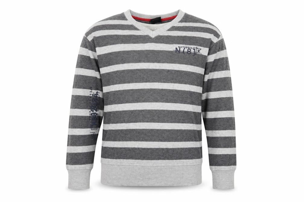 Next Teens Grey Striped Cotton V-Neck Jumper XS