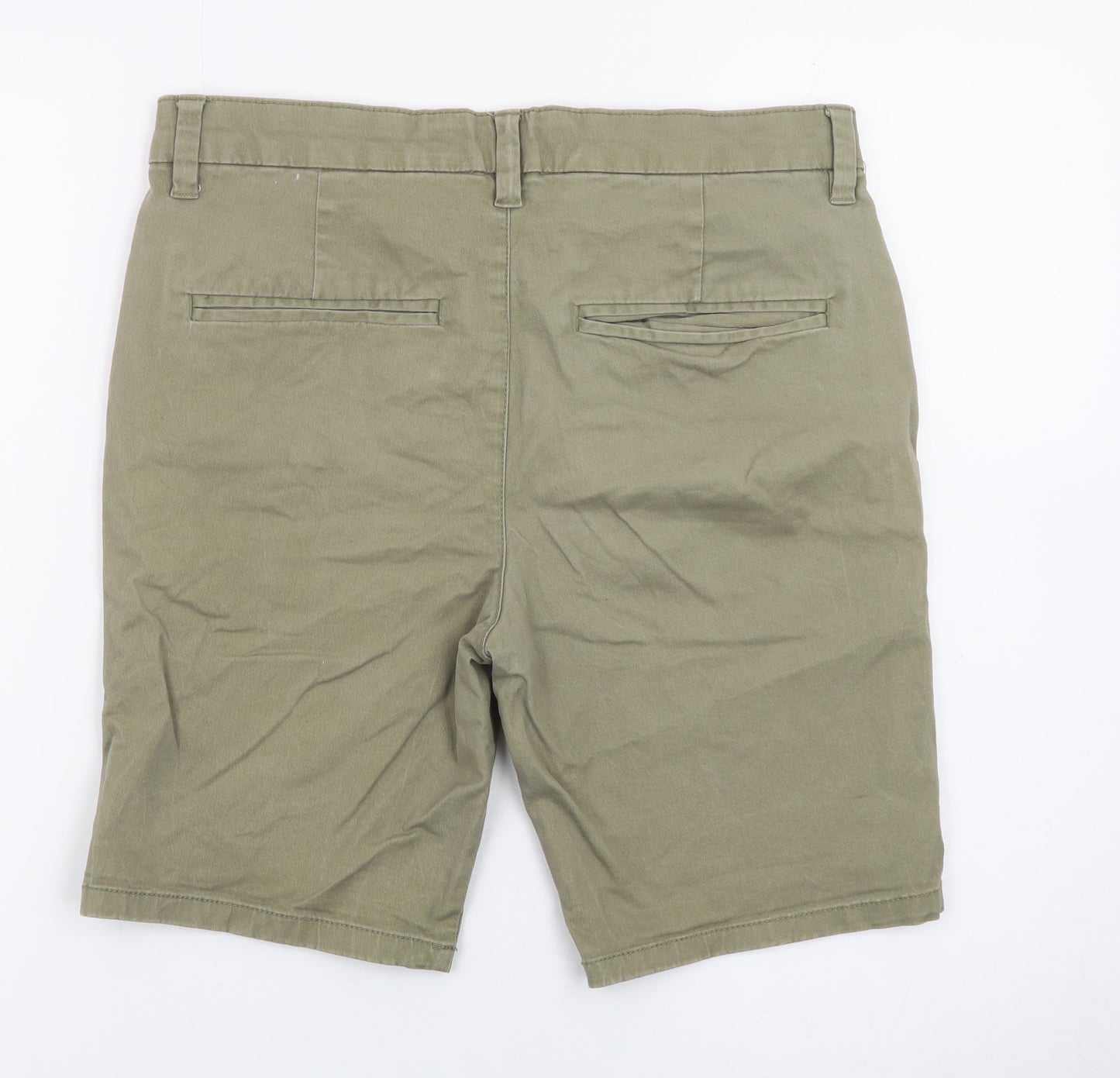 Topman Men's Green Stretch Chino Shorts W30 Slim Fit