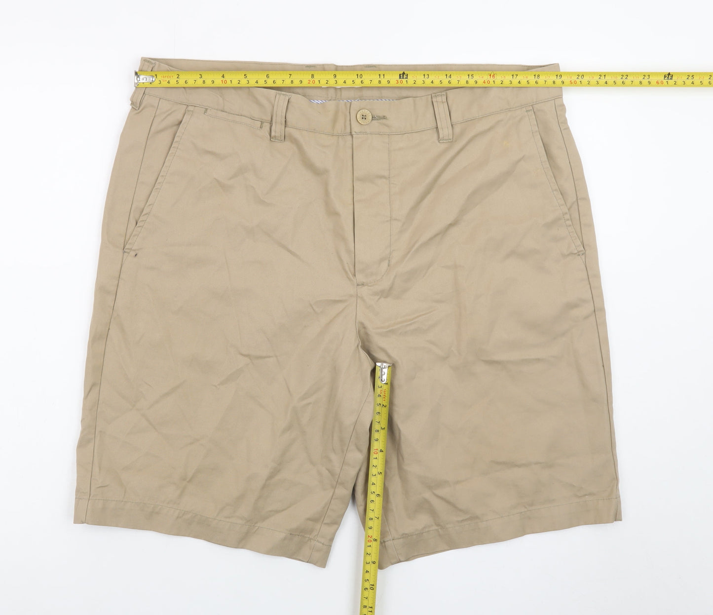 Trenery Men's Beige 38 Chino Shorts Cotton Regular Fit