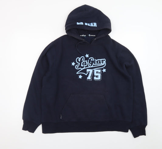 Preloved LA Gear Men's Blue Pullover Hoodie XL Graphic Logo Sportswear - Front