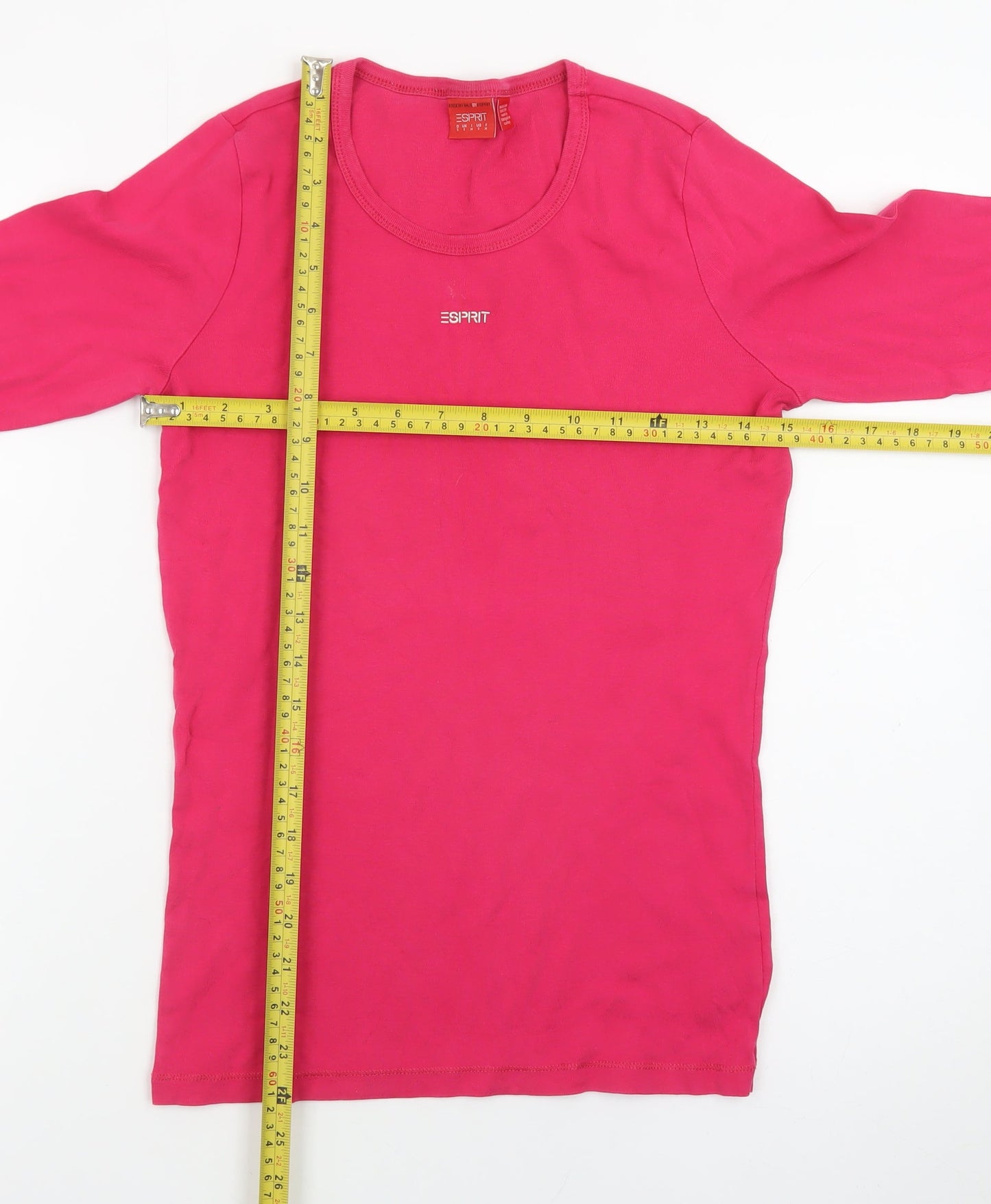 Esprit Women’s Pink Long Sleeve Cotton Basic T-Shirt Size S