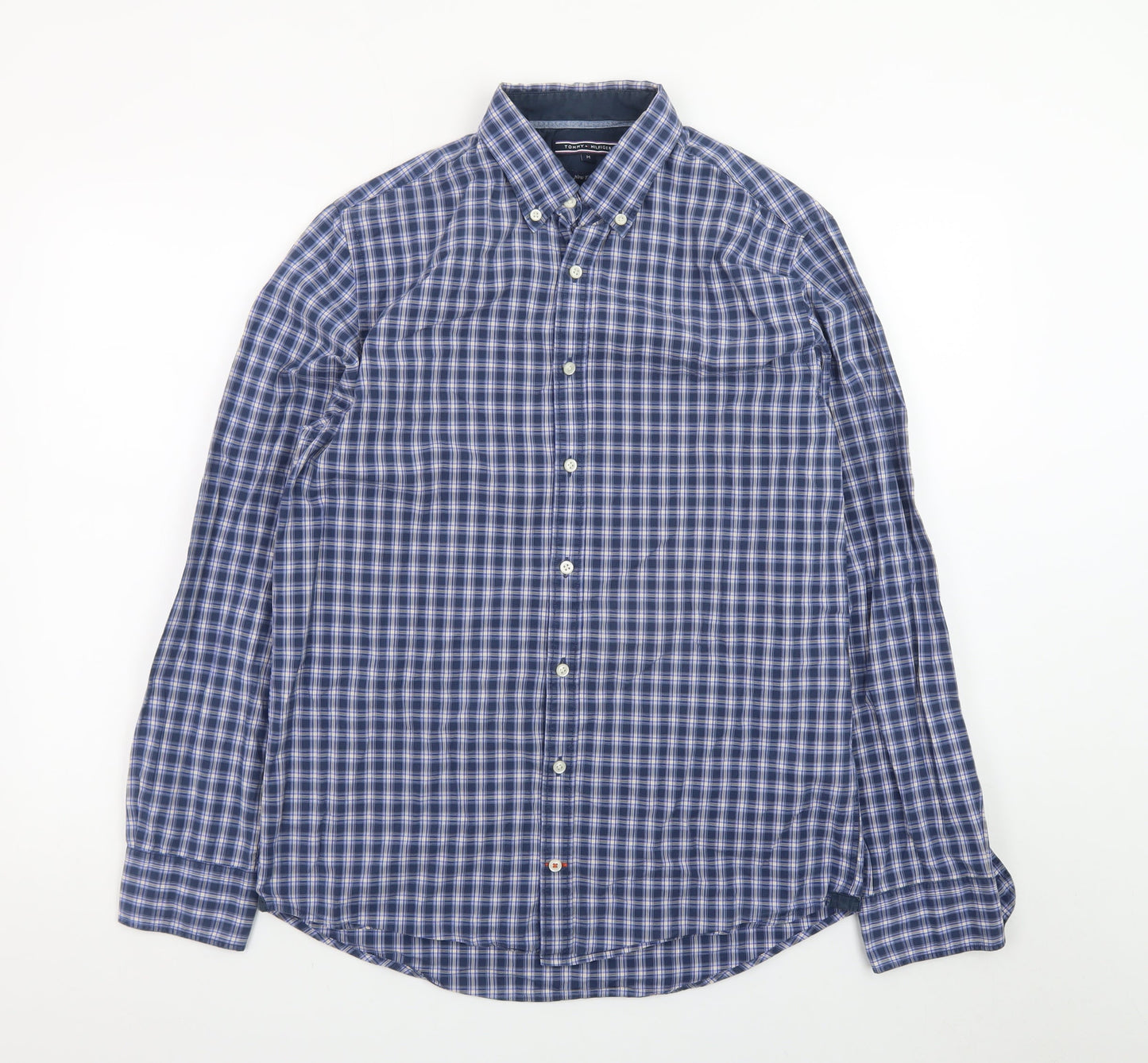 Tommy Hilfiger Men's Blue Check Button-Down Long Sleeve Shirt M