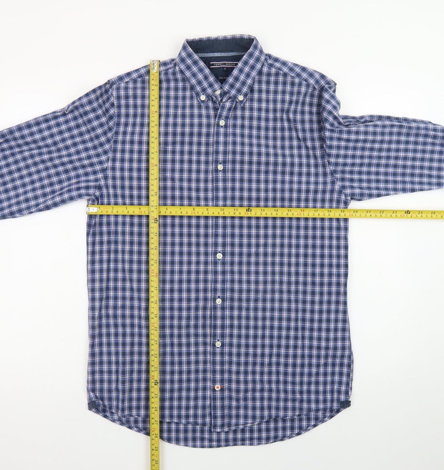 Tommy Hilfiger Men's Blue Check Button-Down Long Sleeve Shirt M