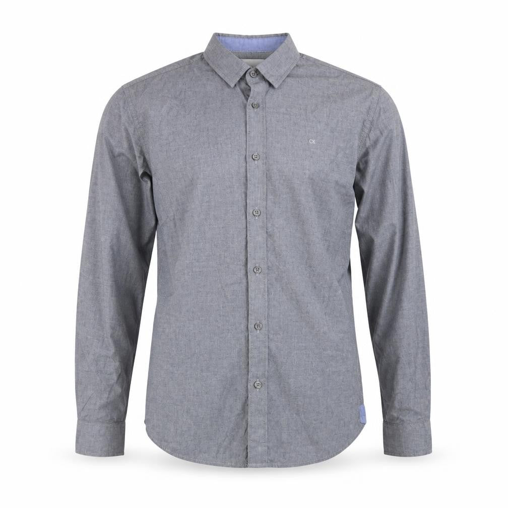 Calvin Klein Jeans Men's Grey Slim Fit Long Sleeve Button-Up Shirt S