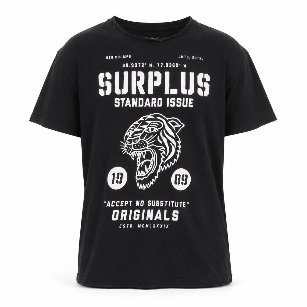 Cedarwood State Men's Black Tiger Graphic Crew Neck T-Shirt Size L