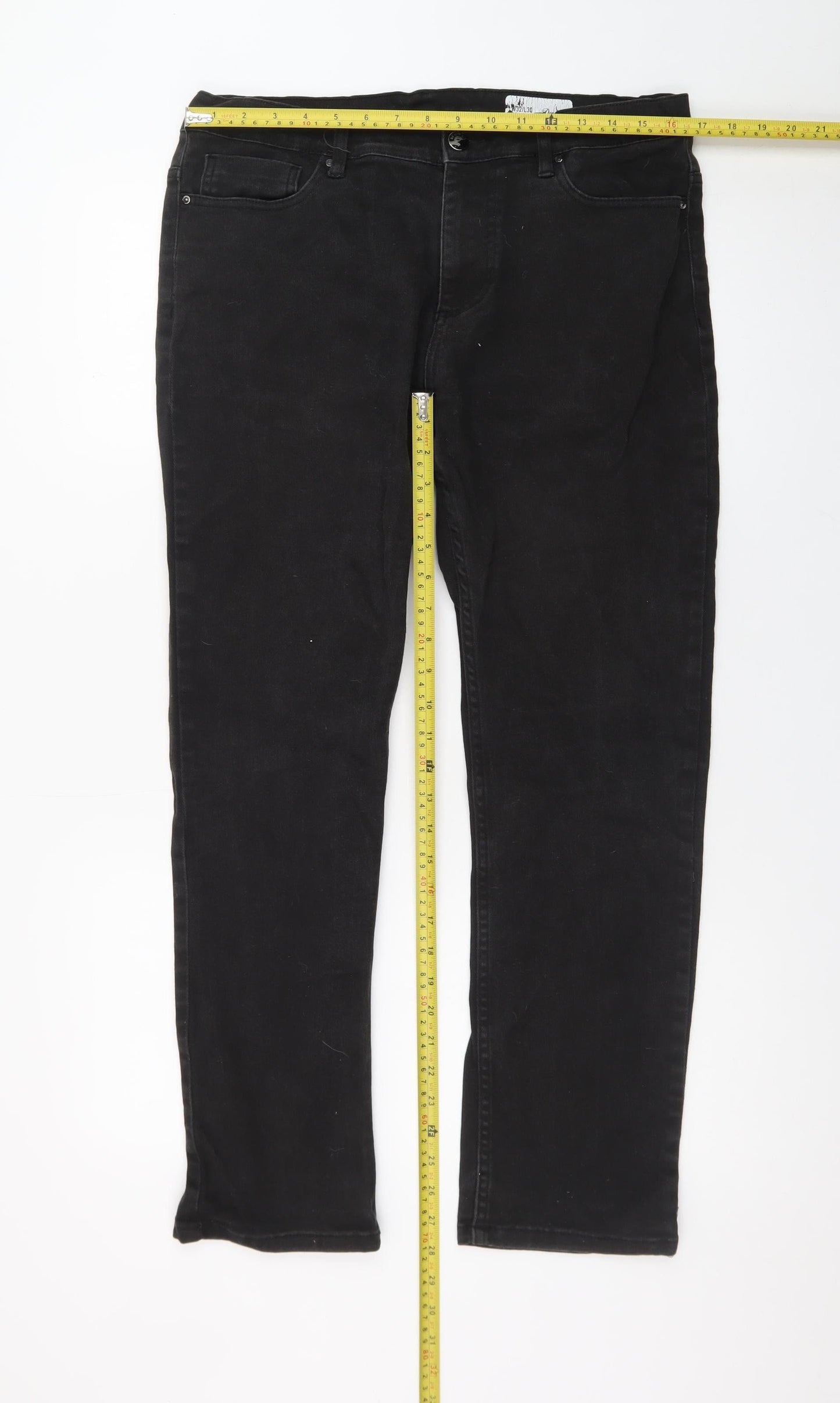 Denim Co. Men’s Black Straight Leg Jeans W32 L30 Regular Fit