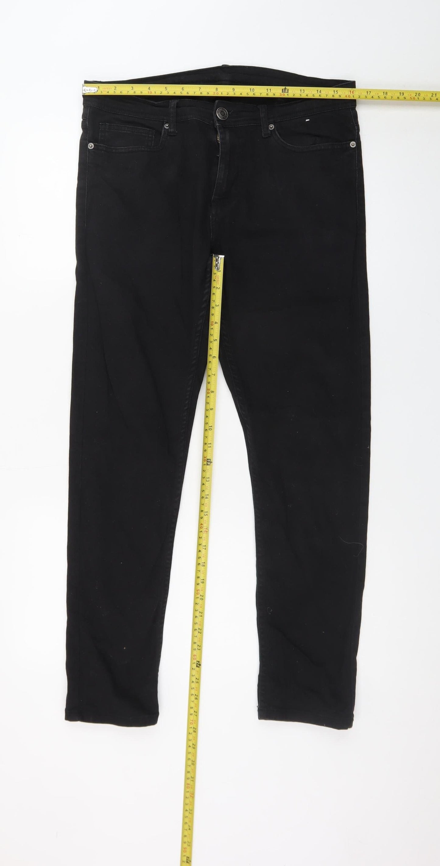 Denim Co. Men's Black 33in Slim Fit Skinny Jeans 30in Leg