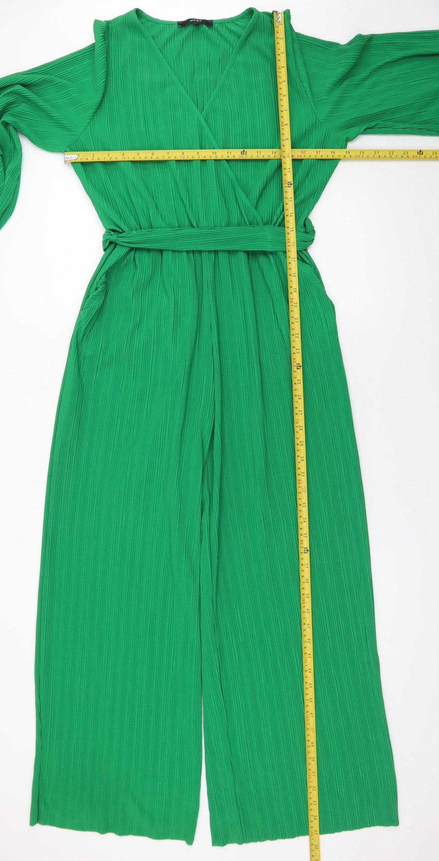 Next Women Green Size 14 Wide-Leg Belted Jumpsuit