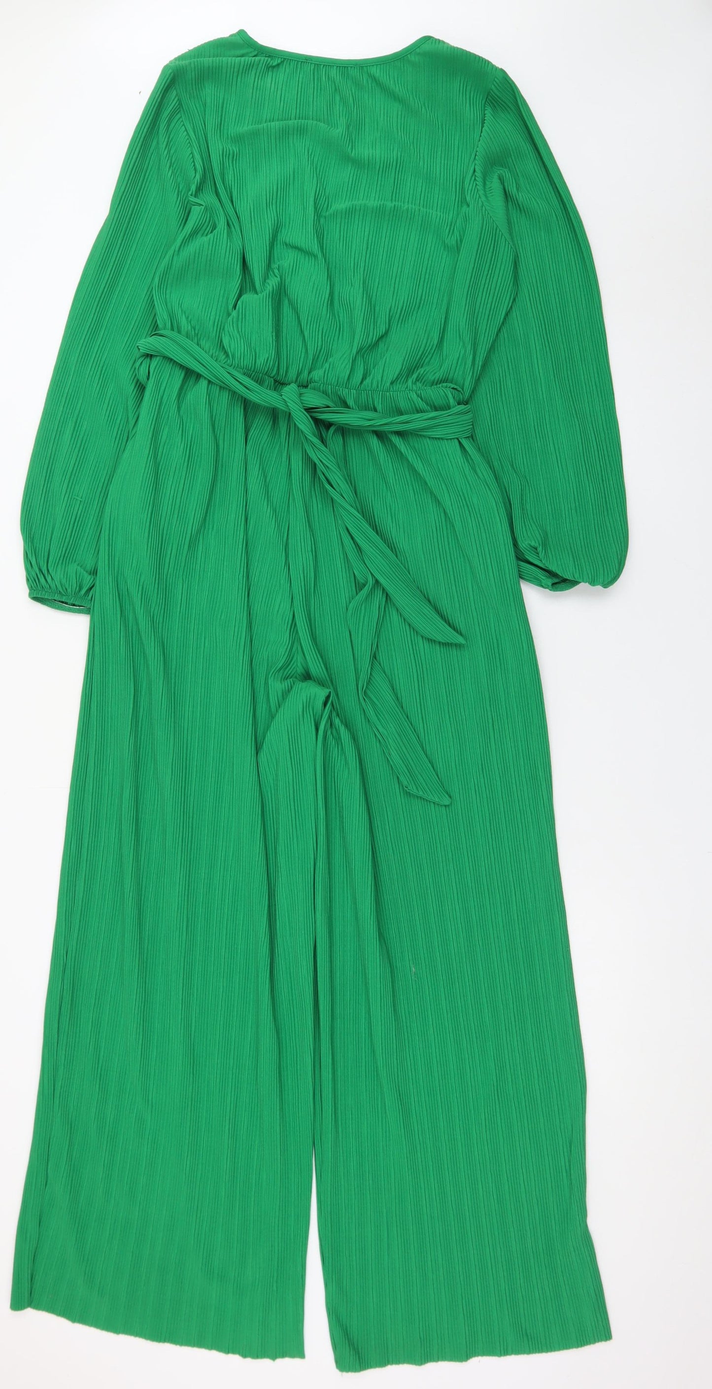 Next Women Green Size 14 Wide-Leg Belted Jumpsuit