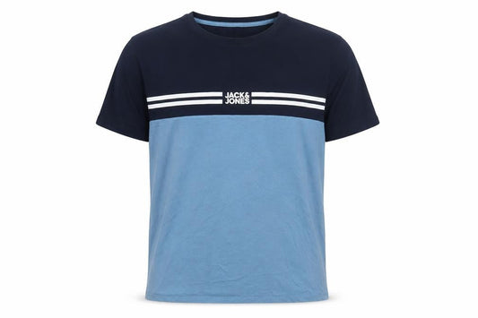 Jack & Jones Men's Blue 2XL Colourblock Crew Neck T-Shirt