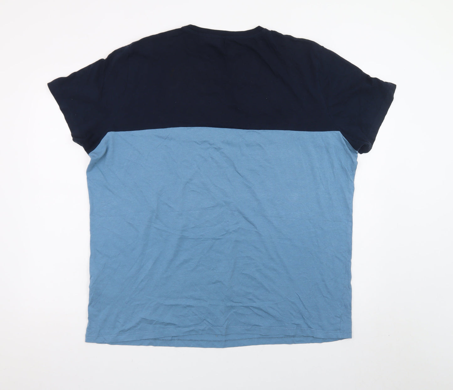 Jack & Jones Men's Blue 2XL Colourblock Crew Neck T-Shirt