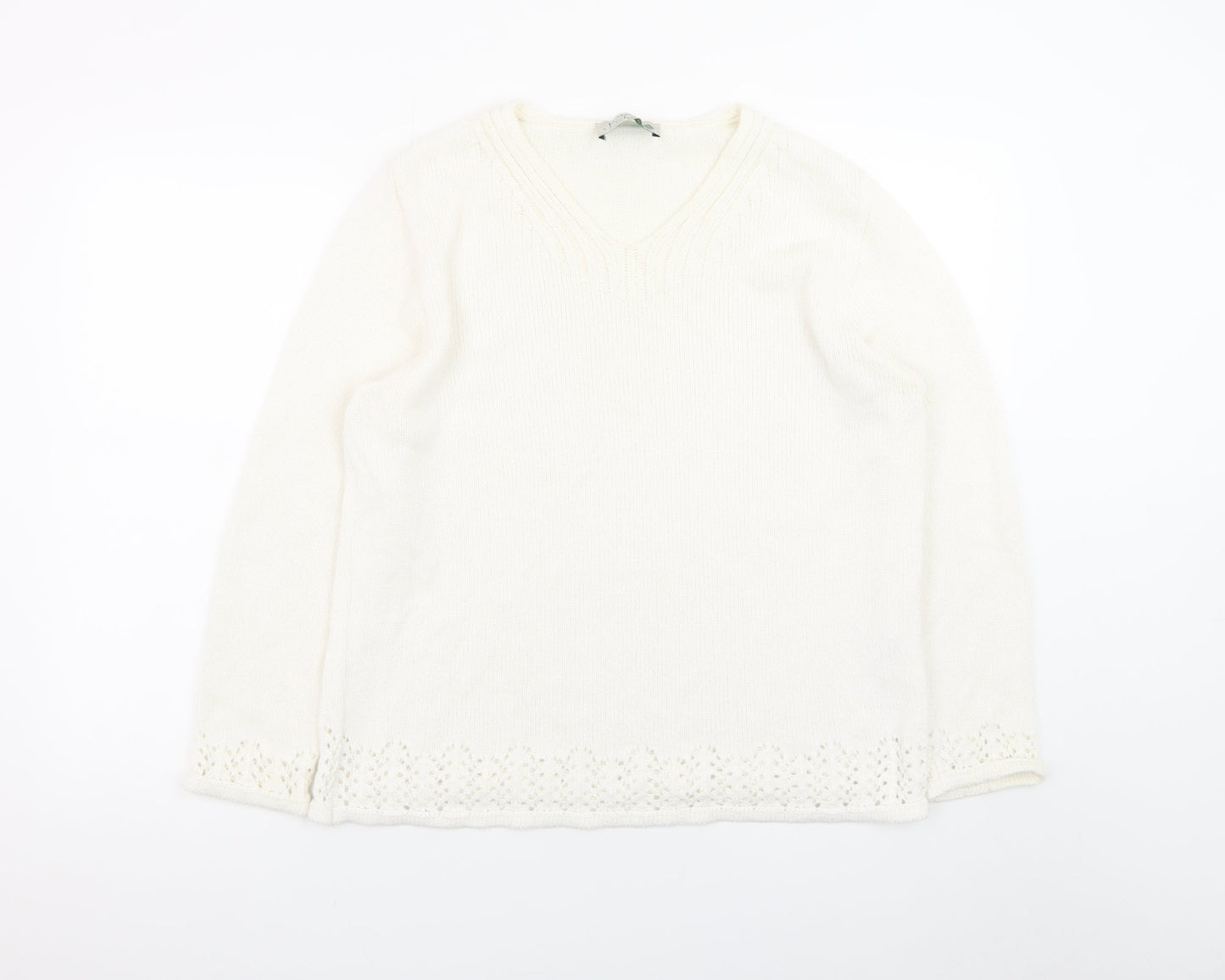 Róisín McCarthy Women’s Ivory V-Neck Knit Pullover Jumper L