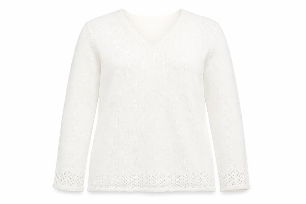 Róisín McCarthy Women’s Ivory V-Neck Knit Pullover Jumper L