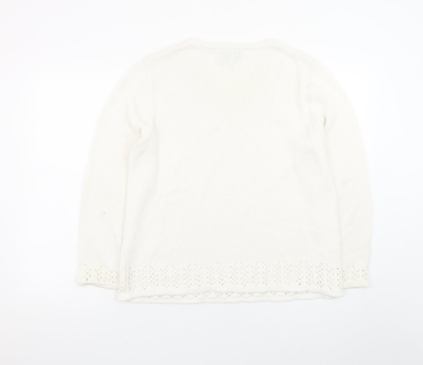 Róisín McCarthy Women’s Ivory V-Neck Knit Pullover Jumper L