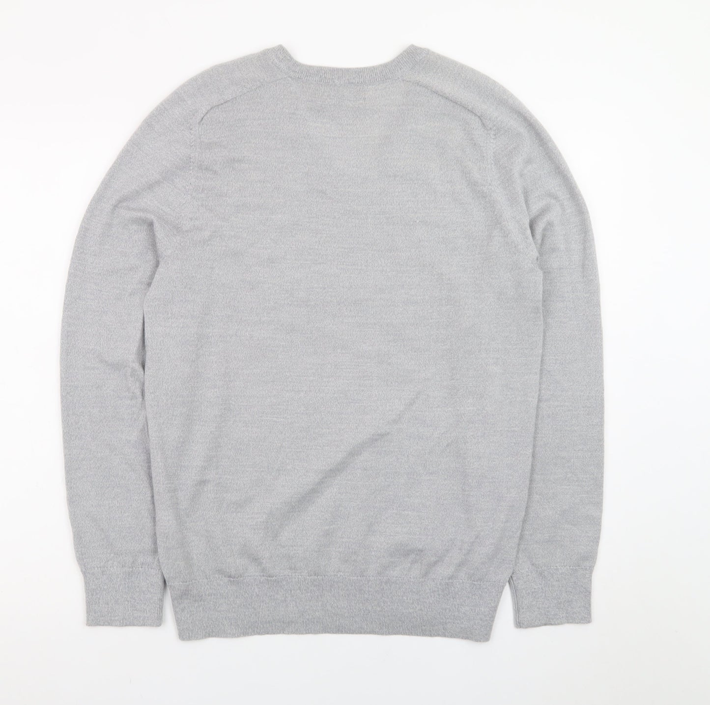 Banana Republic Men's Grey Merino Wool V-Neck Jumper M