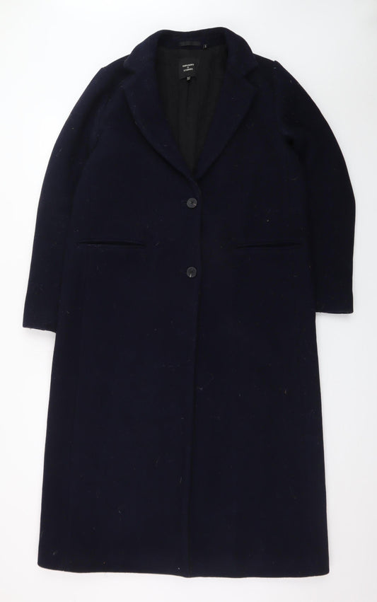 Superdry Men’s Black Wool Blend Long Overcoat Size M