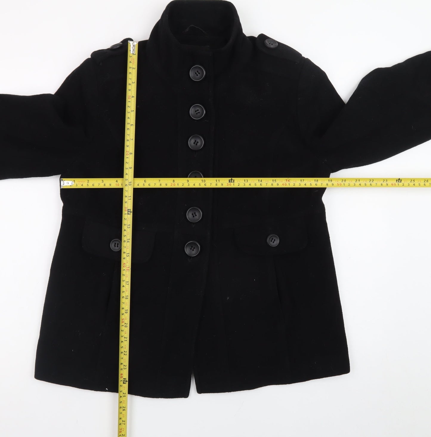 Dorothy Perkins Women's Black Military Button Short Jacket Size 12