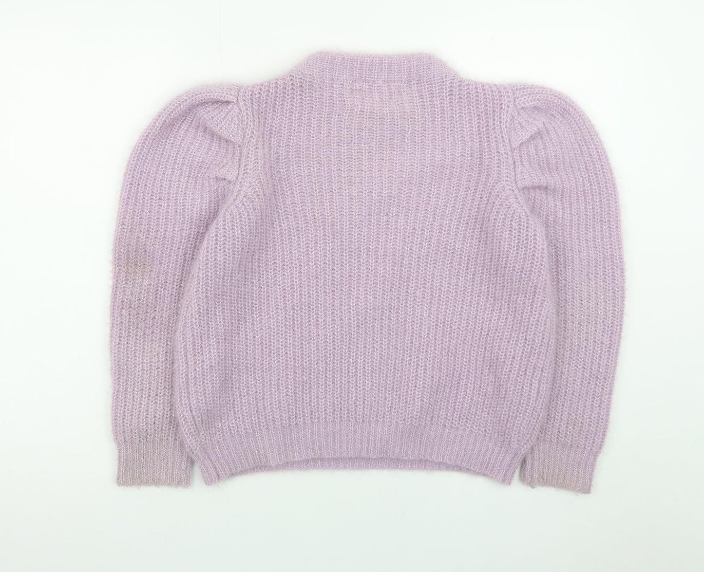 Zara Teens Purple Chunky Knit Puff Sleeve Jumper Size 10