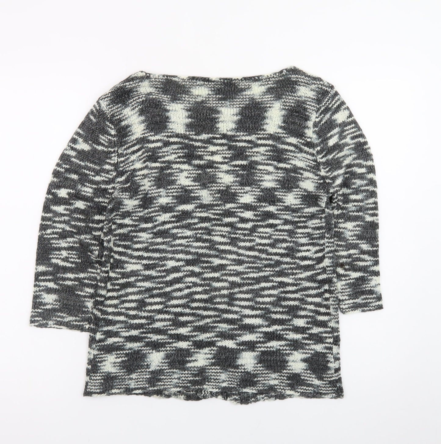 Frank Saul Women's Grey Knit Cardigan Small V-Neck 3/4 Sleeve