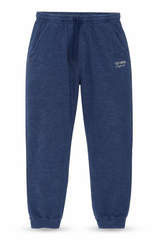 Front view of Lee Cooper Men's Blue Jogger Trousers L Regular Fit Elastic Waist