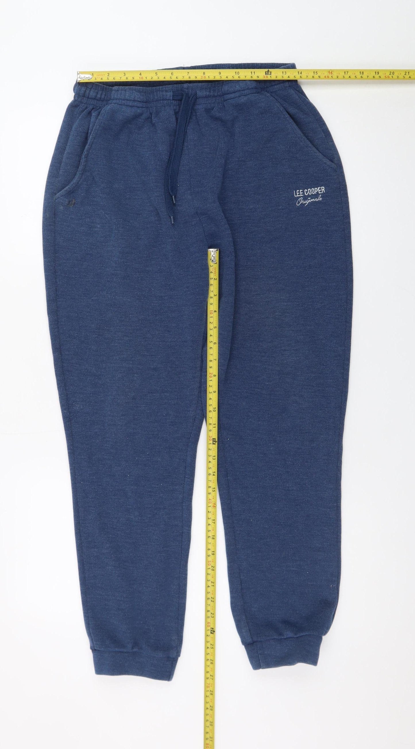Lee Cooper Men's Blue Jogger Trousers L Regular Fit Elastic Waist