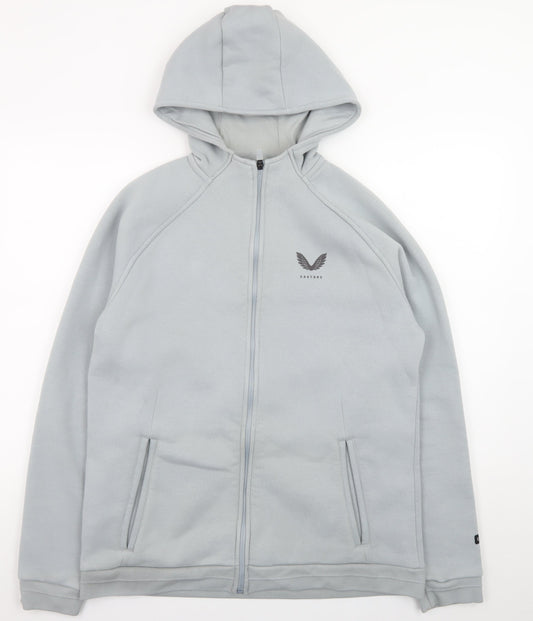 Castore Mens Grey Full Zip Hoodie L Regular Fit Lightweight