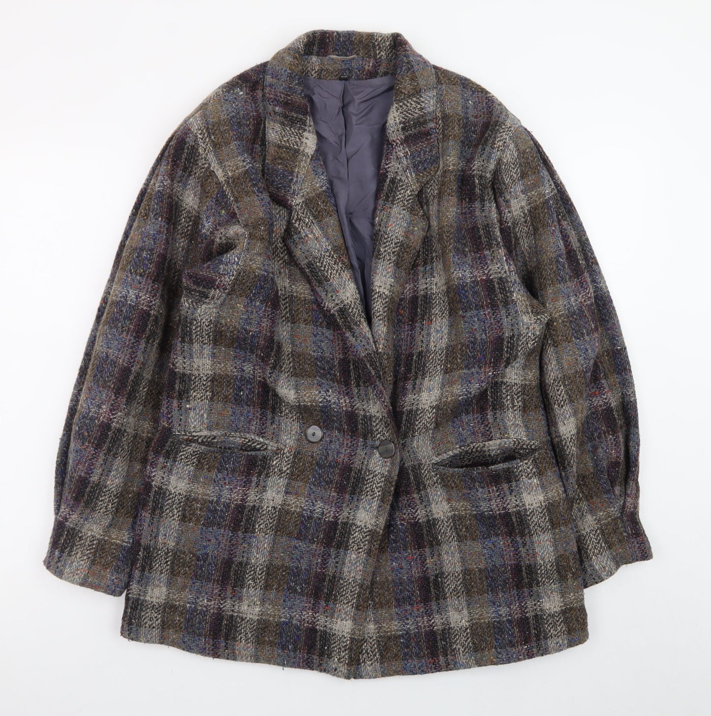 Kemper Women’s Multicoloured Check Wool Tweed Blazer Size 10