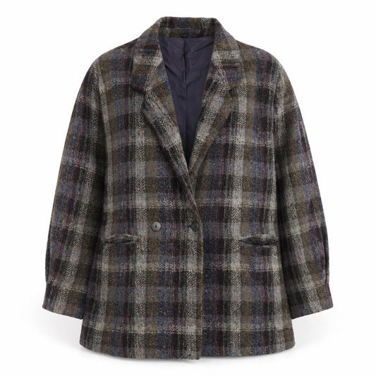 Kemper Women’s Multicoloured Check Wool Tweed Blazer Size 10